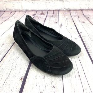 Clarks Black Suede Leather Flats Size 8